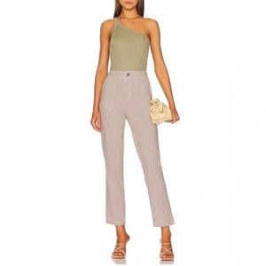 FREE PEOPLE Kate Plaid Straight Leg Pant in Brown & White in Size Small